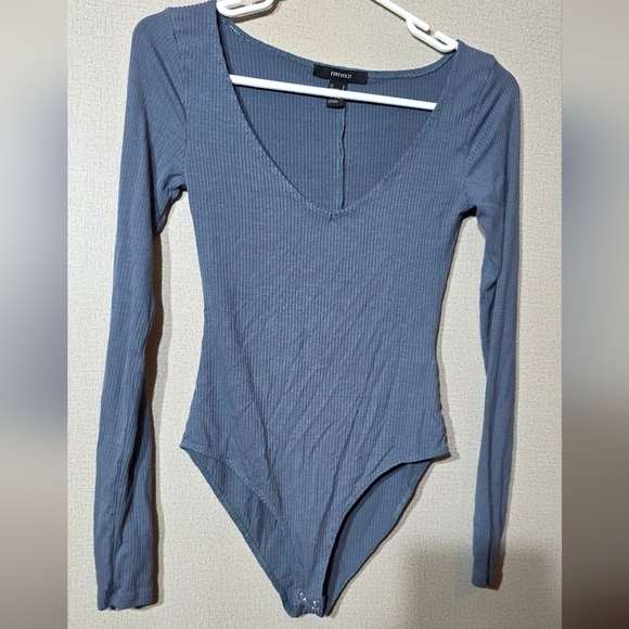 Forever 21 Tops - Blue Long Sleeve Bodysuit